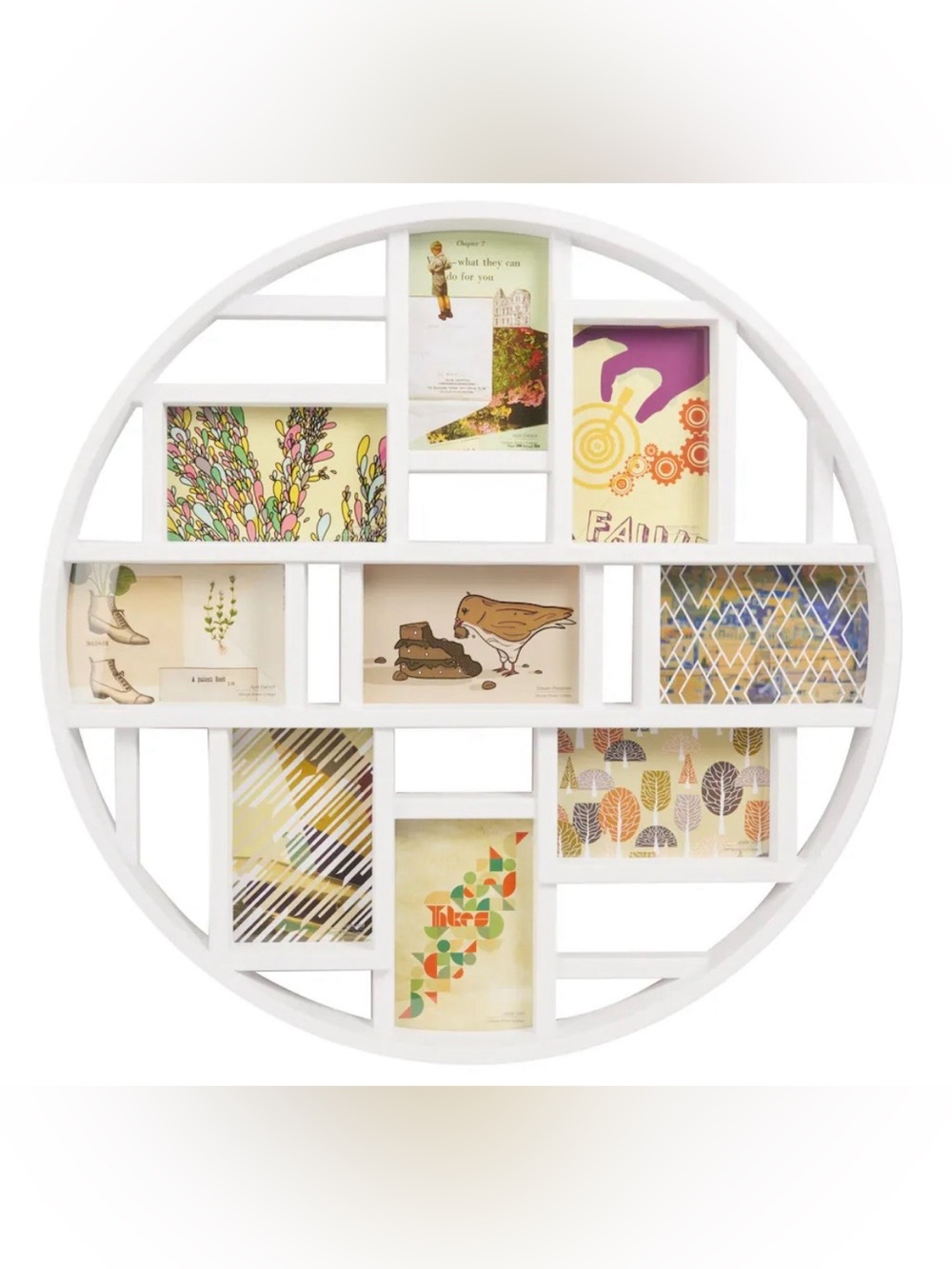 Umbra Luna 4x6 Picture Frame Collage Photo Display- White Circular Multi-Frame